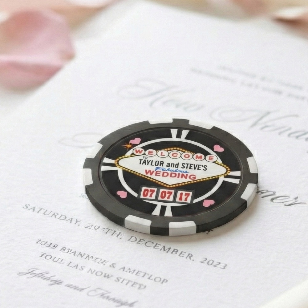 Wedding save-the-date poker chips